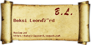 Beksi Leonárd névjegykártya